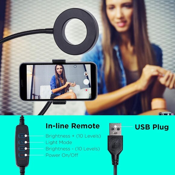 Brand New Merkury Innovations Desktop Selfie Studio Ring Light with Remote - Picture 6 of 10